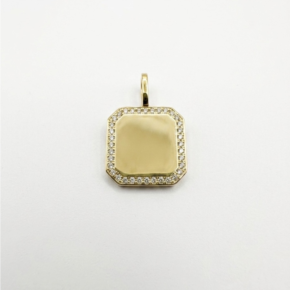 Melinda Maria Gold Square Pavé Edge Pendant